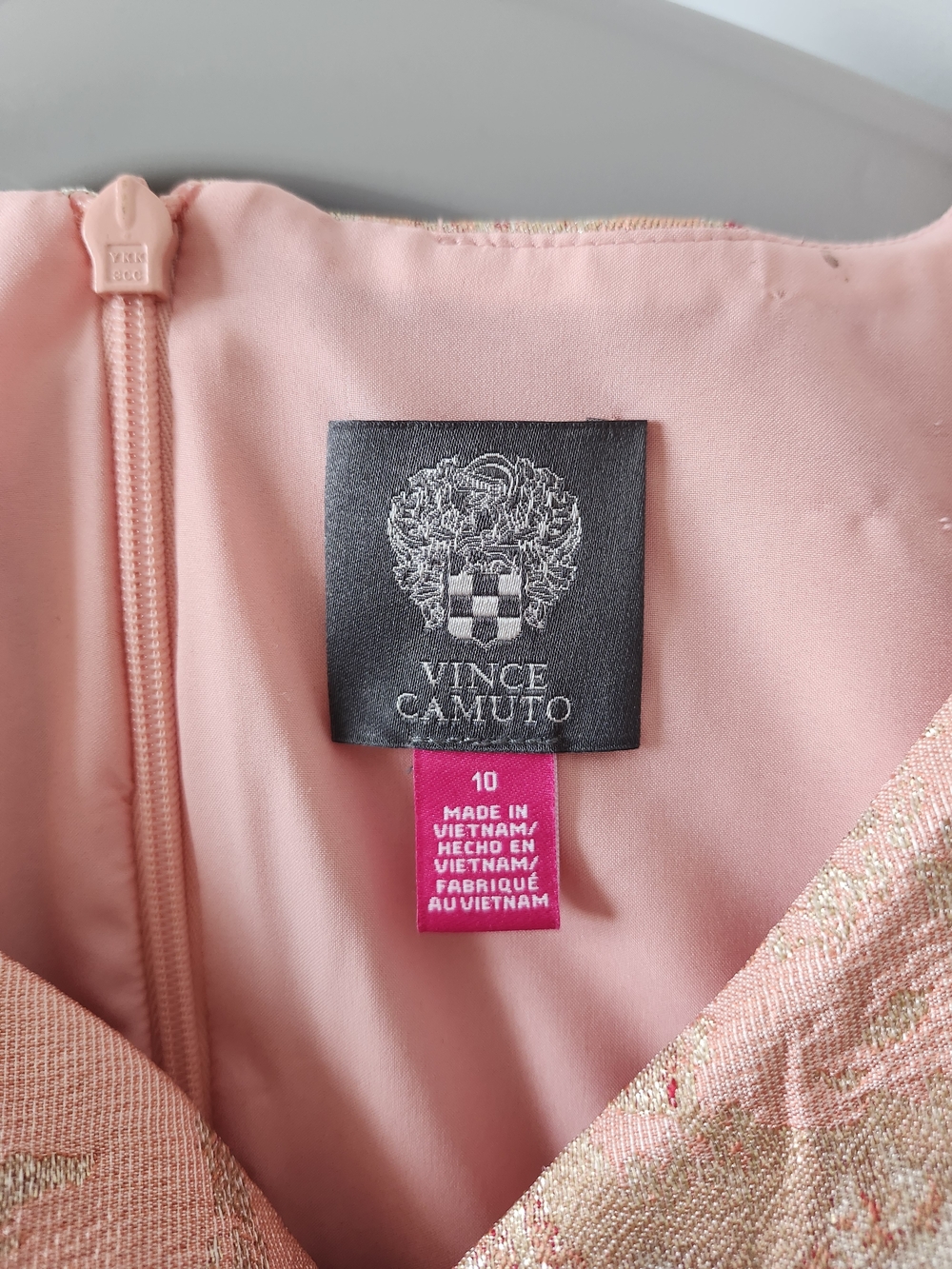 Vince Camuto Pink Metallic Brocade Crisscross Mini Dress - Picture 16 of 16